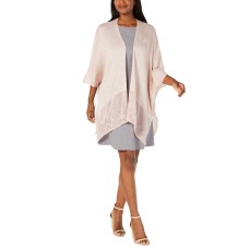 Cejon Metallic Pointelle-Border Evening Wrap (Ivory/Gold, One Size)