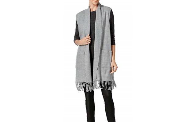  Milanese Heathered Woven Vest (Grey,S/M)