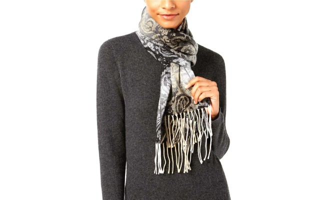 Cejon Ombre Paisley Woven Scarf, Black