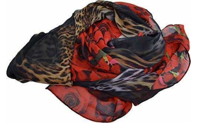 Cejon Women’s Floral Wrap, Red/White/Blue, One Size