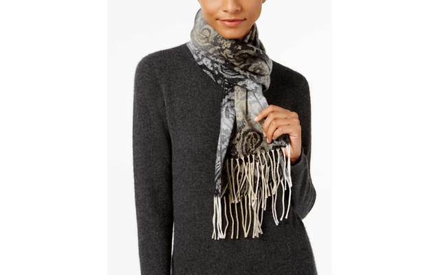  Women's Ombre Paisley Woven Scarves, Black