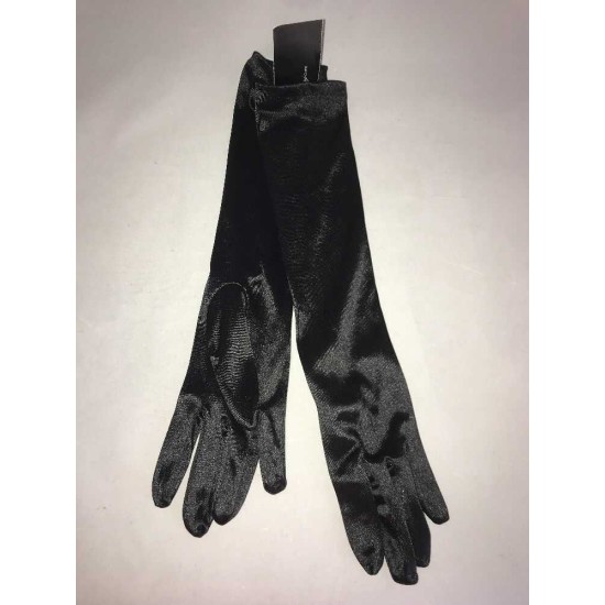  Women’s Satin Evening Long Gloves Party Wedding (Black, One Size)