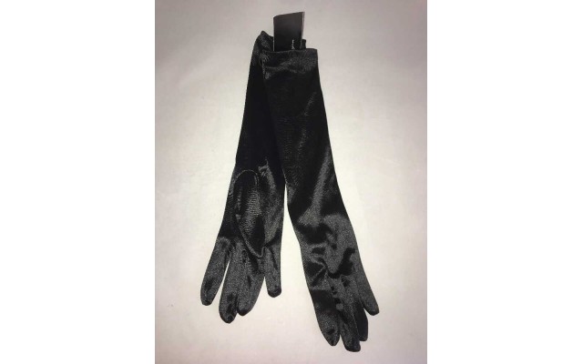  Women’s Satin Evening Long Gloves Party Wedding (Black, One Size)