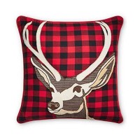 Celebrate Shop 16 x 16-in Stag-Head Plaid Pillow, Red