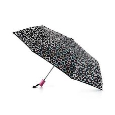 Celebrate Shop Folding Full-Size Water-Reactive Heart-Print Umbrella, Black