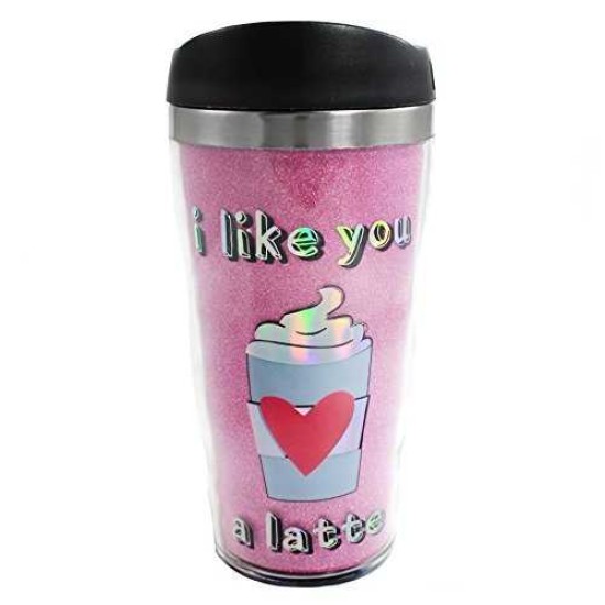 Celebrate Shop I like You a Latte Travel Mug, Pink