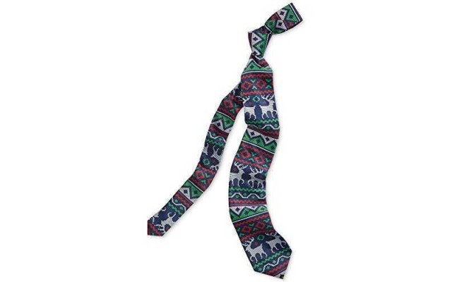  Men’s Fair Isle Pattern And Reindeer Christmas Neck Tie