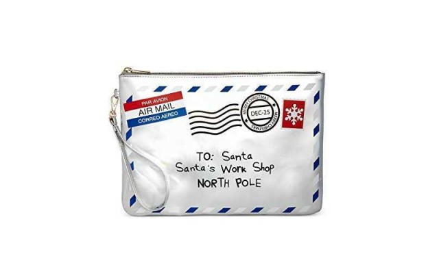 Celebrate Shop Postcard ‘Santa’s Workshop’ Wristlet Wallet Silver ONE SIZE