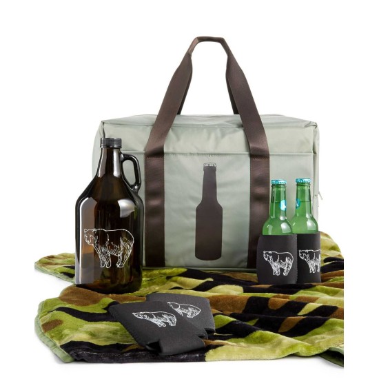  Tailgate Set with Camouflage Blanket, 4 Koozies, and Beer Growler