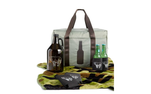  Tailgate Set with Camouflage Blanket, 4 Koozies, and Beer Growler