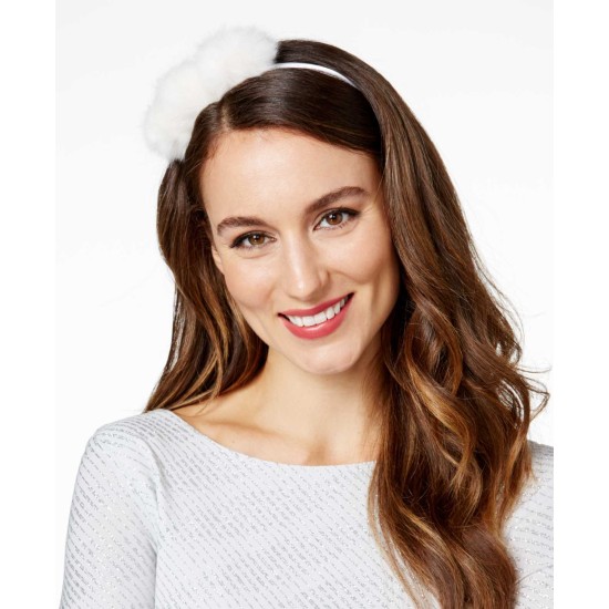  Whimsical Shop Faux Fur Pom Poms Headband – White