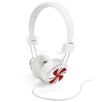 Celebrate Shop White and Red Whimsical Peppermint Swirl Headphones