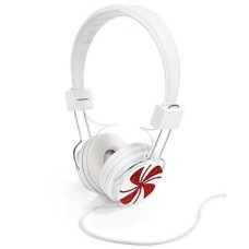 Celebrate Shop White and Red Whimsical Peppermint Swirl Headphones