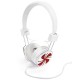  White and Red Whimsical Peppermint Swirl Headphones