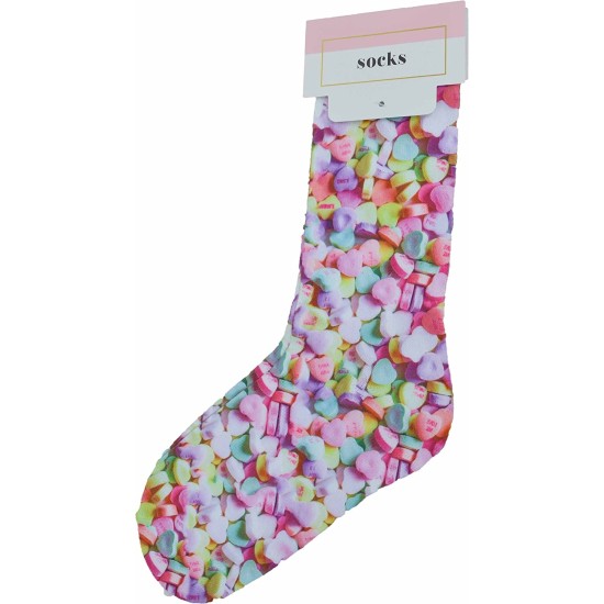 Celebrate Shop Women’s Candy Hearts Printed Socks, Multicolor