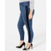  Trendy Varsity-Stripe Skinny Jeans (Dark Blue, 20W Plus)