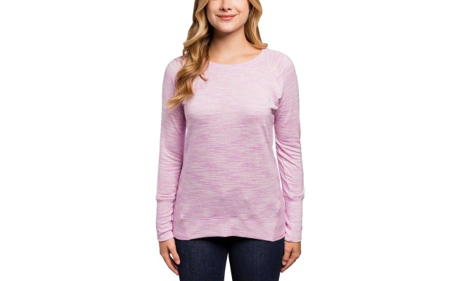  Ladies Long Sleeve Tee (Purple Peacock, L)