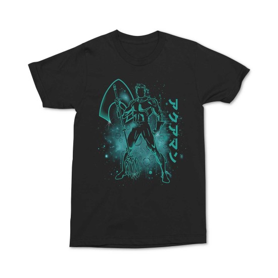  Men’s Aquaman Burst Kanji Graphic T-Shirt (Black, XXL)