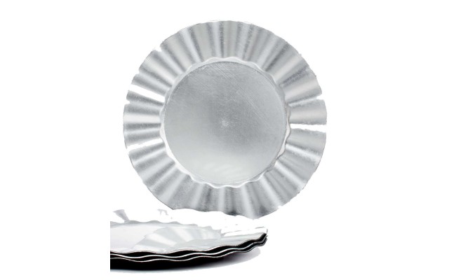  Ruffle Rim Charger Plates (Silver, Set of 4 )