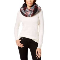 Charter Club Boucle Plaid Infinity Scarf (Black/Multi, One Size)