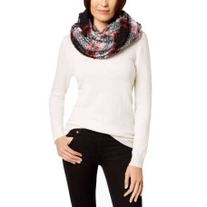Charter Club Boucle Plaid Infinity Scarf (Black/Multi, One Size)
