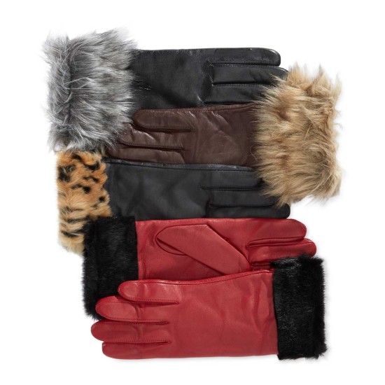  Faux Fur-Cuff Gloves (Java, S)