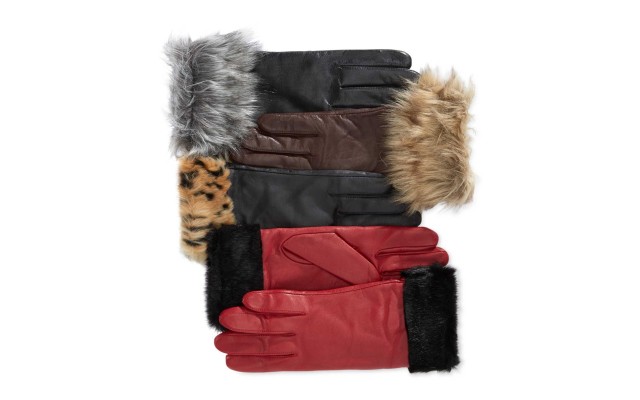  Faux Fur-Cuff Gloves (Java, S)