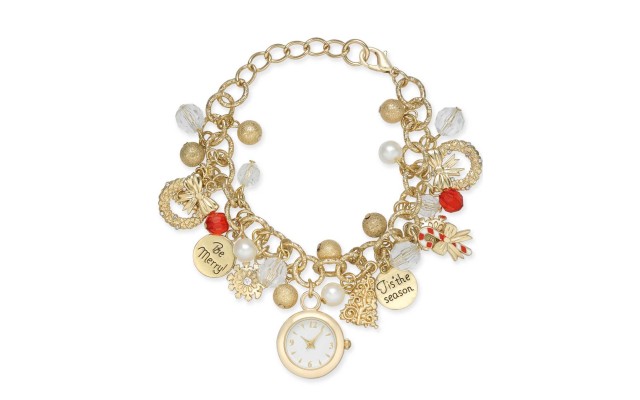  Gold-Tone Holiday Timepiece Charm Bracelet – Gold