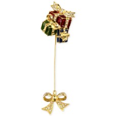 Charter Club Gold-Tone Pave Gift & Bow Brooch – Gold