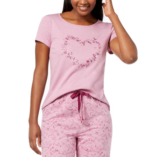  Graphic Pajama Top (Purple, L)