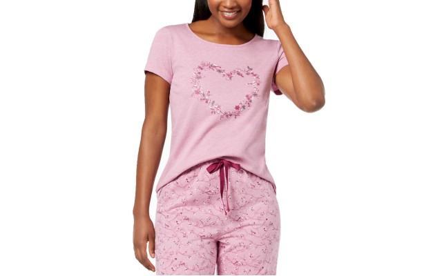  Graphic Pajama Top (Purple, L)