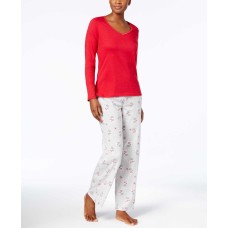Charter Club Graphic Top Printed Pants Pajama Sets,Missing Pants (Prancing Deer, XXXL)
