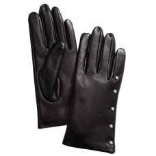 Charter Club Imitation-Pearl & Leather Touch Gloves (Black, S)