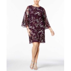 Charter Club Plus Embroidered Mesh Shift Dress (Dark Purple, 1X)