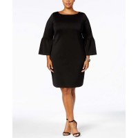 Charter Club Plus  Ruffled-Sleeve Dress (Black, 1X)