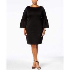 Charter Club Plus  Ruffled-Sleeve Dress (Black, 1X)