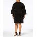  Plus  Ruffled-Sleeve Dress (Black, 1X)