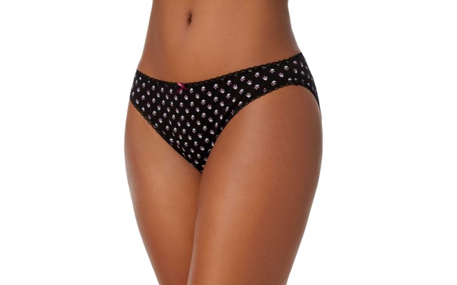  Pretty Cotton Bikini Bottom(Black, 2XL)