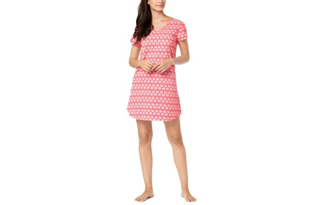  Printed Cotton Sleepshirt (Red, L)