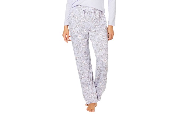  Printed Soft Knit Pajama Pants (Purple, S)