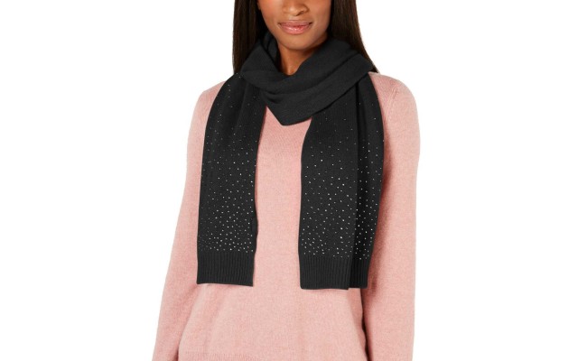  Rhinestone Cashmere Scarf (Black)