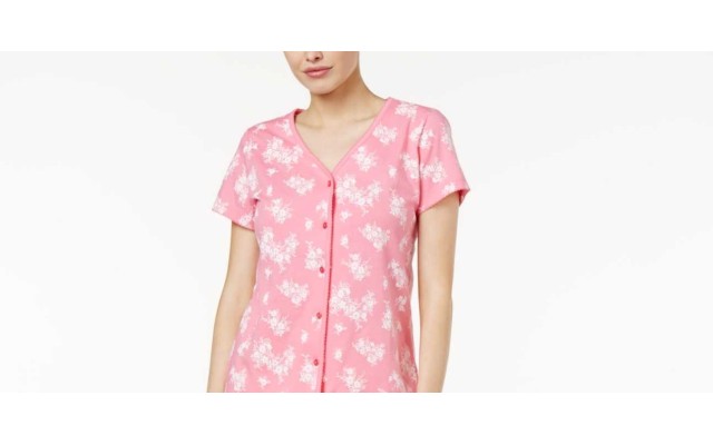  Scroll-print Pajama Set, Missing Pants (Floral, L)