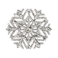 Charter Club Silver-Tone Crystal Snowflake Brooch – Silver