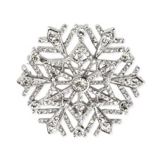 Charter Club Silver-Tone Crystal Snowflake Brooch – Silver