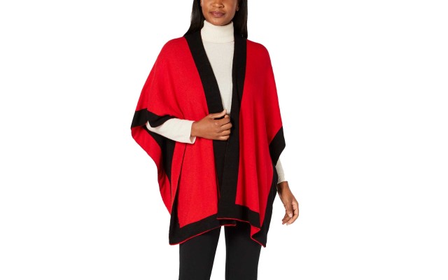  Solid Knit Reversible Poncho
