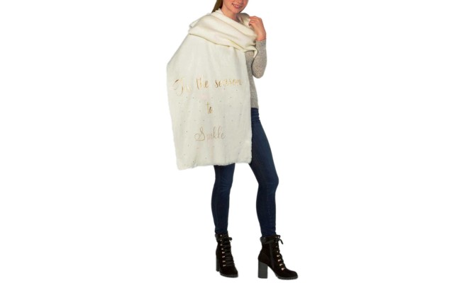  Tis the Season Embellished Blanket Wrap (Beige, One Size)