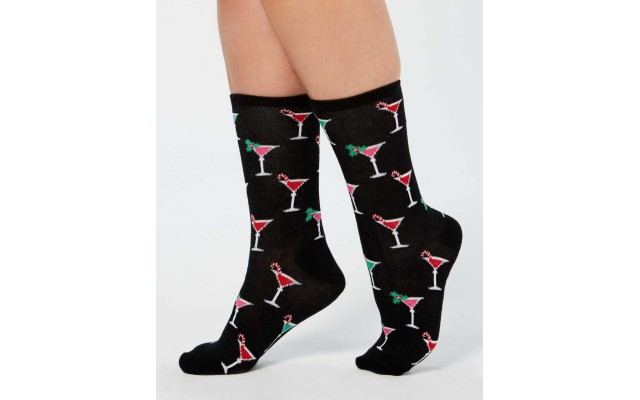  Women’s Beverage Socks (Black, 9-11)