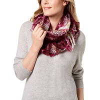 Charter Club Women's Boucle Plaid Infinity Scarves, Purple/Multi