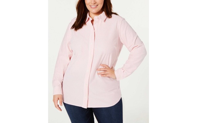  Women’s Cotton Plus Size Striped Knit Shirts