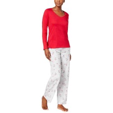 Charter Club Women’s Graphic Top & Printed Pants Pajama Sets